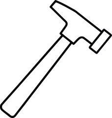Minimalist Line Icon of a Carpenter Hammer with Wooden Handle