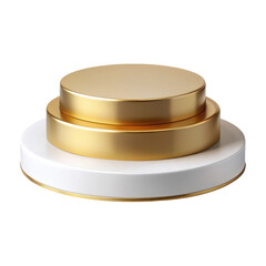 Product display podium gold and white for luxury showcase presentation marketing and advertising promotion 3d render