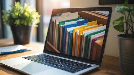 Organized files on laptop screen organization digital