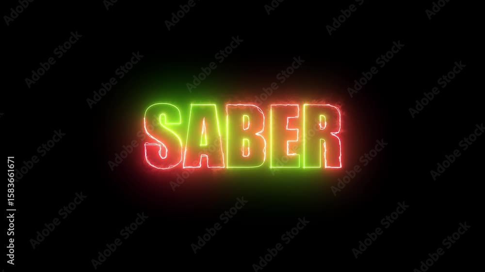 Aufkleber neon saber text symbol black background. abstract motion background saber text animation.neon, text,