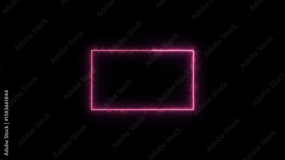 Aufkleber abstract neon rectangle frame animation. burning neon lights frame box animation seamless loop, alph
