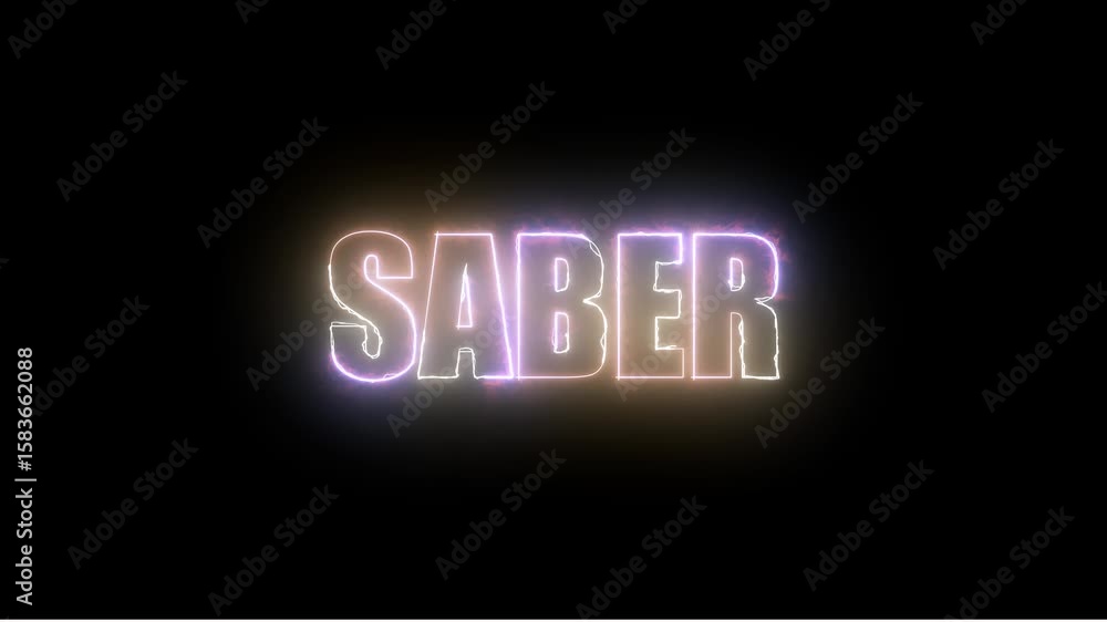 Aufkleber neon saber text symbol black background. abstract motion background saber text animation.neon, text,