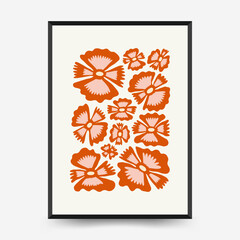 Abstract floral posters template. Modern trendy Matisse minimal style. Pink and blue colors. Hand drawn design for wallpaper, wall decor, print, postcard, cover, template, banner.