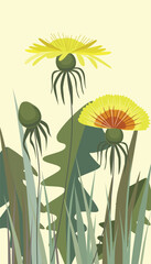 Vector floral pattern with dandelions