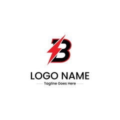 Vector art of orange and black letter b logo with lightning bolt isolated © Mahima