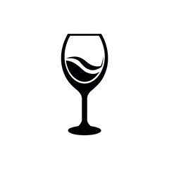 Wine Glass with Curve Logo Icon Vector Illustration