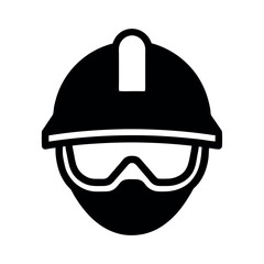 Naklejka premium Worker Helmet and Safety Glasses Icon Vector Illustration