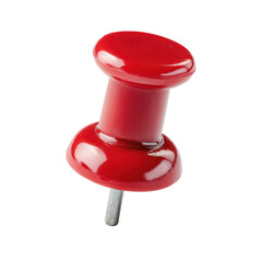 Red push pin or thumbtack isolated on white background, perfect for office notes, memos, and business attachments