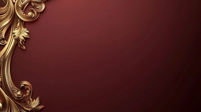 Ornate gold trim on deep burgundy background