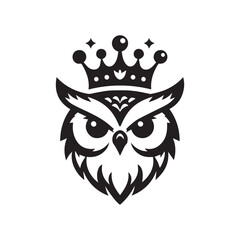 vector logo of an owl wearing a crown