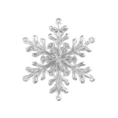 A sparkling silver Christmas snowflake, with a delicate floral design, perfectly captures the elegant beauty of winter holiday ornamentation