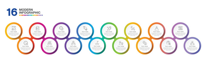 Infographic design with icons and 16 options or steps. Infographics business concept 