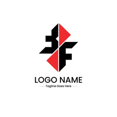 Vector art of black and red bf logo with triangles