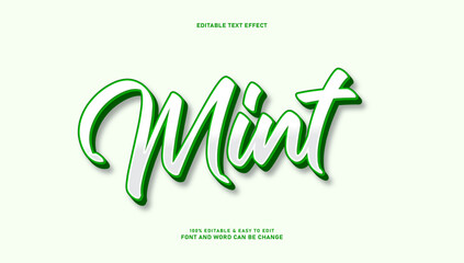 Mint text effect with editable 3d style