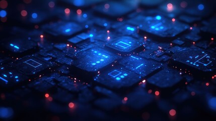 Abstract close-up of a futuristic circuit board