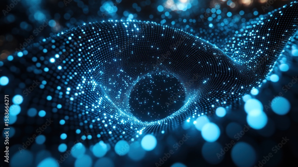 Poster abstract swirling network of glowing points