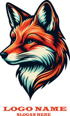 Fox head vector white background .