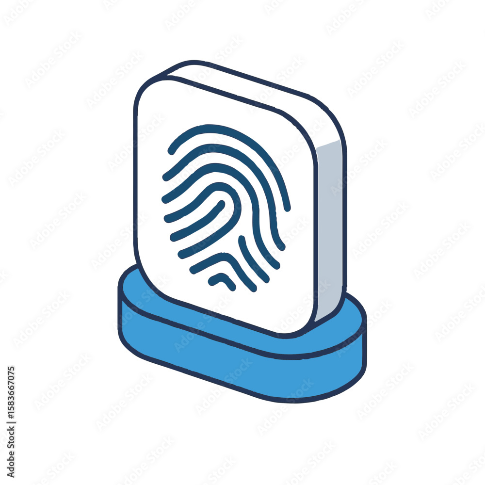 Poster fingerprint authentication depicted in modern digital icon set with transparent background.