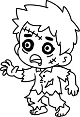 Chibi Zombie Boy Halloween Costume Coloring Page