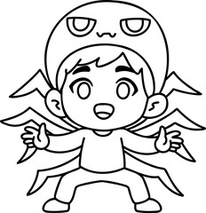 Obraz premium Chibi Spider Boy Halloween Costume Coloring Page