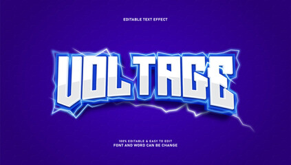 Volt text effect with editable electric voltage font style