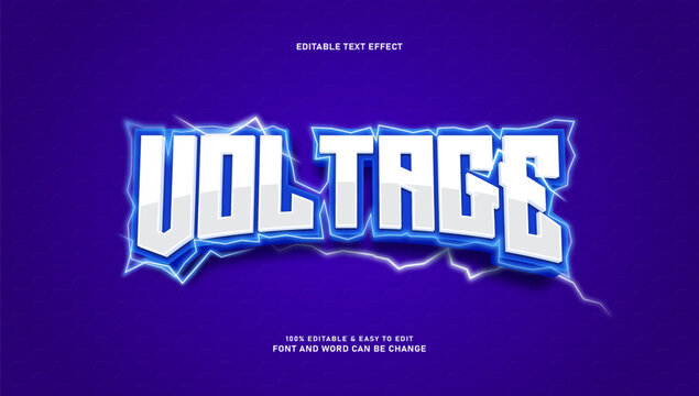 Volt text effect with editable electric voltage font style