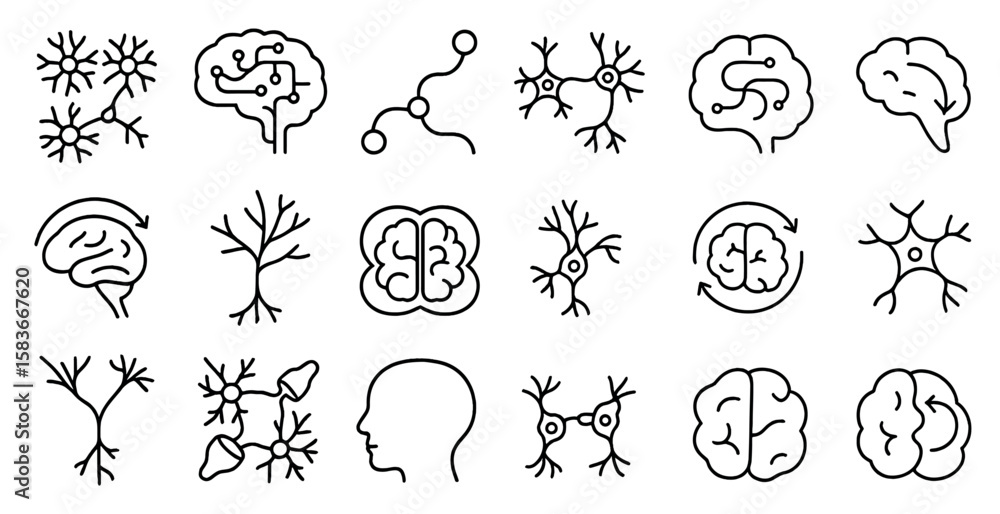 Poster collection of brain images with a tree and a person in the middle. the tree is surrounded by many ot