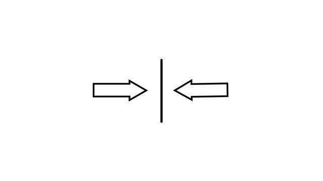 direction left right 2 arrow icon animation white sign information traffic signal moving road side sign symbol on white background .
