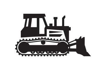 Naklejka premium Bulldozer Construction Vehicle Silhouette for Industrial and Building Projects