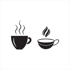 Coffee Cup with Beans Silhouette Icon