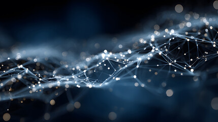 Abstract glowing network of white nodes and lines technology