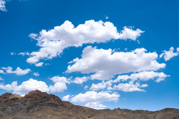 Steppe landscape in the Ili River valley near Almaty, with a beautiful sky in the clouds