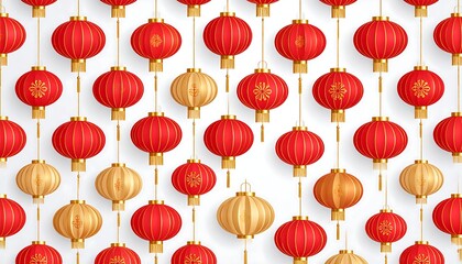 Fototapeta premium Red and gold lanterns, patterned, festive