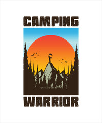 Camping warrior. A stunning illustration design. This design is perfect for t-shirts, mugs, stickers, and other projects for hacking season.