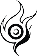 Tribal Flame Swirl with Spiral Curls Morphing into Leaves