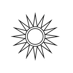 Naklejka premium Geometric Sunburst Icon – Minimalist Symmetrical Line Design with Radiating Rays