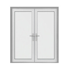 Mockup front view of double aluminium door window isolated on transparent background, cut out © miracle