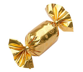 Golden wrapped candy on black background for festive gift and celebration theme in high quality