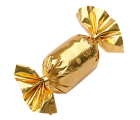 Golden wrapped candy on black background for festive gift and celebration theme in high quality