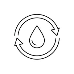Fototapeta premium Water Conservation Icon – Recycled Droplet Symbol in Minimalist Line Style