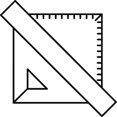 Vector Line Art of a Carpenter's Square with Measurements