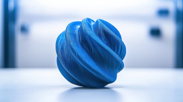 legal intellectual property authority concept. 3D printed blue abstract sculpture on a white surface.