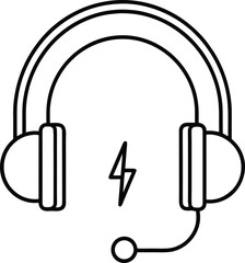 Wired Headphones Icon with an Electric Signal Line