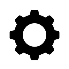 Simple black gear silhouette vector icon. Cogwheel symbol for settings, options, and mechanical engineering., silhouette