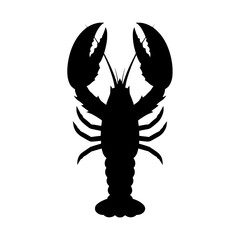 Simple black lobster silhouette vector graphic isolated on a white background. Marine life crustacean icon., silhouette