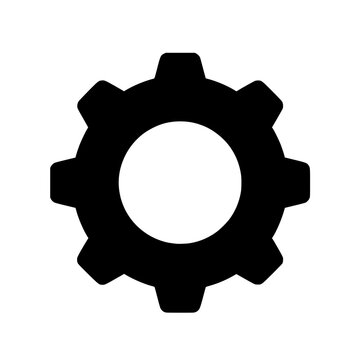 recommend clip art: Simple black gear silhouette vector icon. Cogwheel symbol for settings, options, and mechanical engineering., silhouette