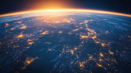 Earth at dawn, Europe lit
