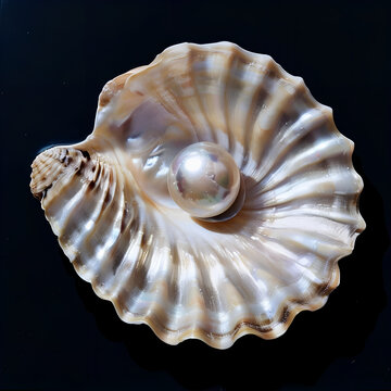 pearl nestled within a large iridescent shell symbolizing beauty rarity and natural elegance