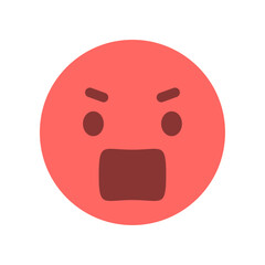 Fototapeta premium 真っ赤な顔ですごく怒っている絵文字 - 反対や抗議、ケンカやハラスメントなどのシンプルなイメージ素材