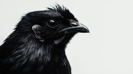 Captivating closeup of a glossy black chicken farm setting animal portrait natural light eye-level view poultry beauty